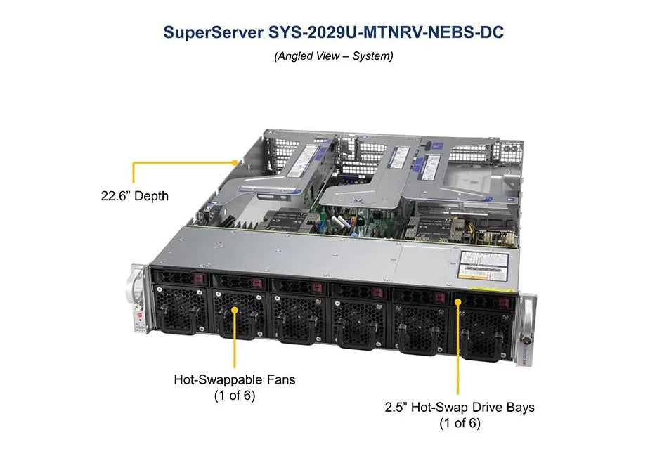 2U Dual CPU Intel Xeon, 6x 2.5", 24 DIMM - SYS-2029U-MTNRV-NEBS-DC