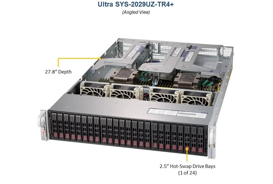2U Dual CPU Intel Xeon, 24x 2.5", 24 DIMM - SYS-2029UZ-TR4+