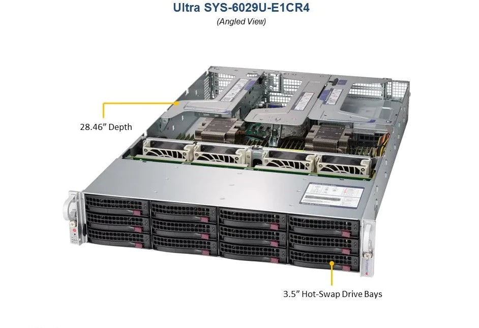 2U Dual CPU Intel Xeon, 12x 3.5", 24 DIMM - SYS-6029U-E1CR4