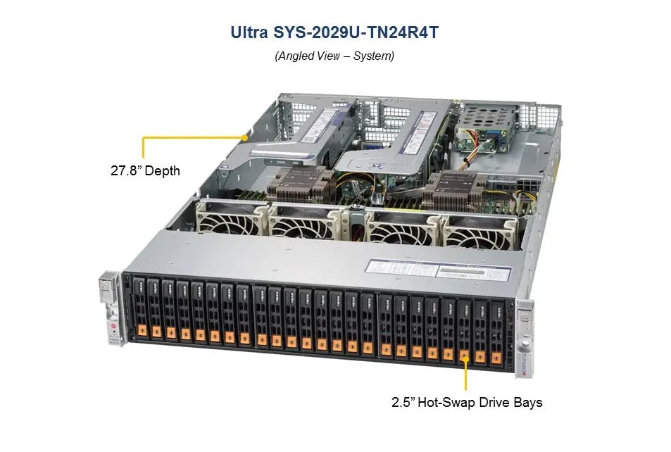 2U Dual CPU Intel Xeon, 24x 2.5", 24 DIMM - SYS-2029U-TN24R4T