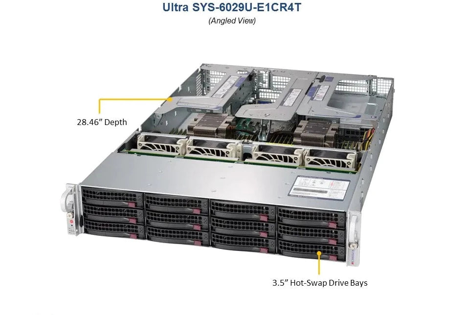2U Dual CPU Intel Xeon, 12x 3.5", 24 DIMM - SYS-6029U-E1CR4T