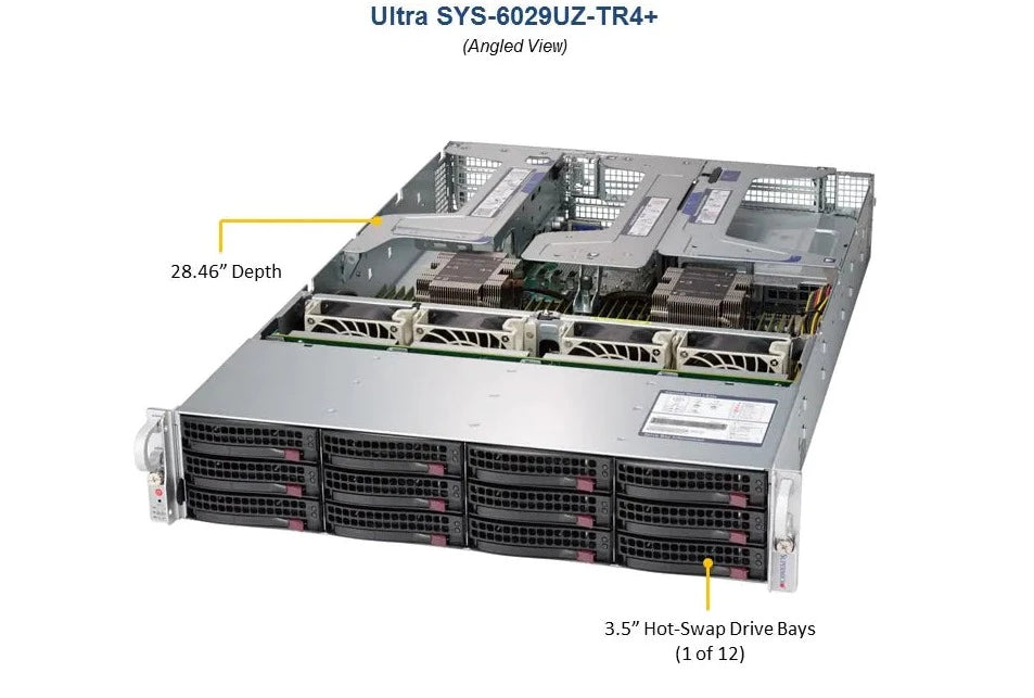 2U Dual CPU Intel Xeon, 12x 3.5", 24 DIMM - SYS-6029UZ-TR4+