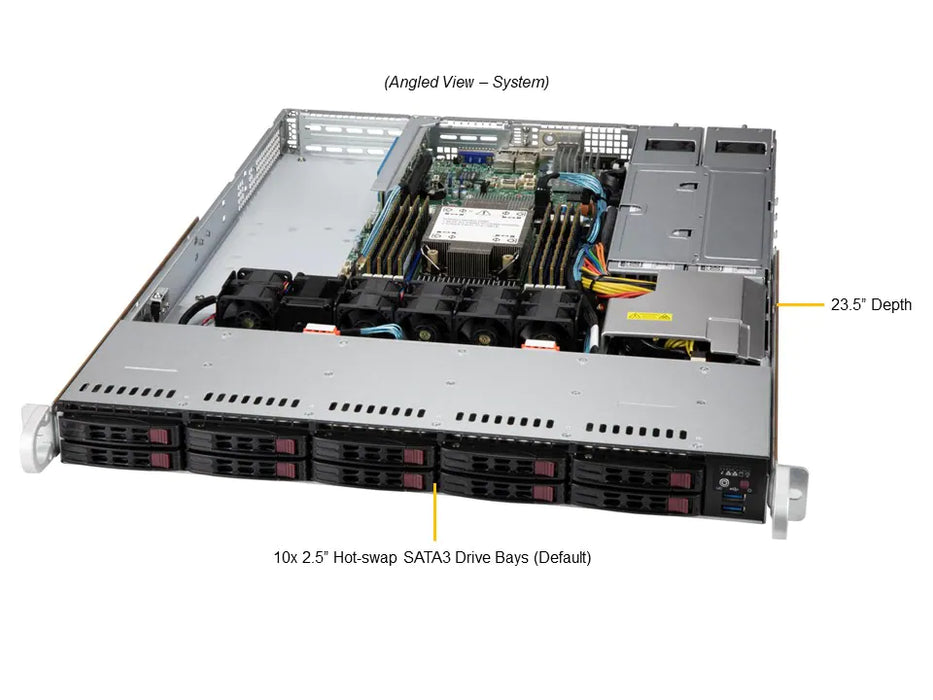1U Single CPU Intel Xeon, 10x 2.5", 8 DIMM - SYS-110P-WR